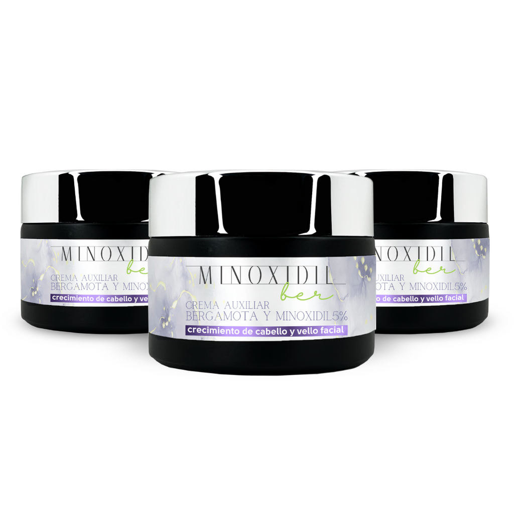 MINOXIDILBER Minoxidil 5% Bergamota Crema 60g Kit 6 meses