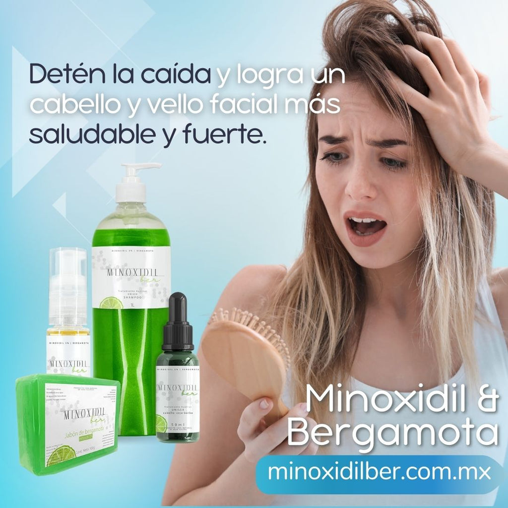 MINOXIDILBER Tratamiento completo para calvicie femenina minoxidil 5% y bergamota