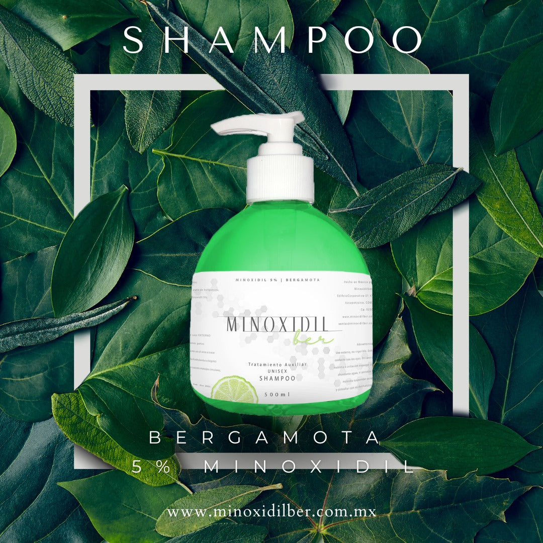 MINOXIDILBER minoxidil 5% bergamota Shampoo 500 ml portada