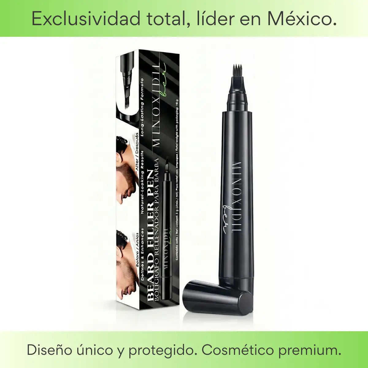 Bolígrafo Rellenador De Barba, Bigote Y Cejas Color Negro MINOXIDILBER