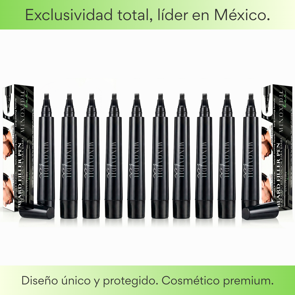 Bolígrafo Rellenador De Barba, Bigote Y Cejas Color Negro 10 Pzas MINOXIDILBER