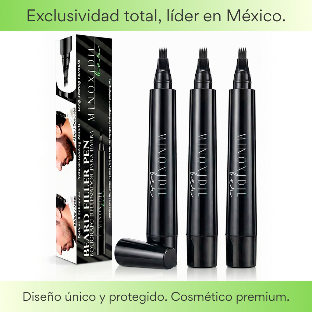 Bolígrafo Rellenador De Barba, Bigote Y Cejas Color Negro 3Pzas MINOXIDILBER