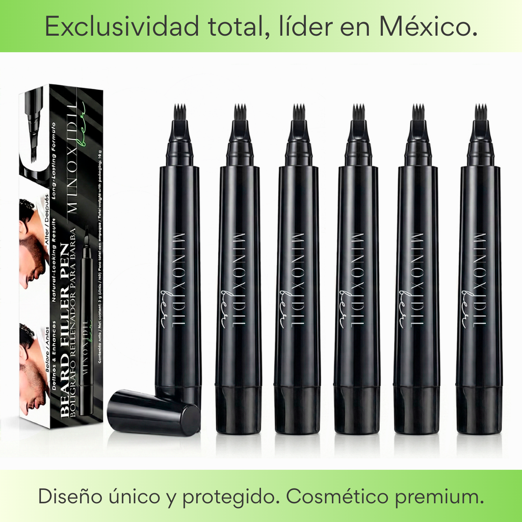 Bolígrafo Rellenador De Barba, Bigote Y Cejas Color Negro 6 Pzas MINOXIDILBER