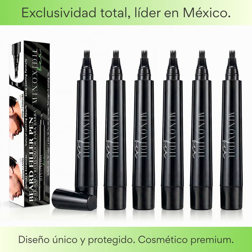 Bolígrafo Rellenador De Barba, Bigote Y Cejas Color Negro 6 Pzas MINOXIDILBER
