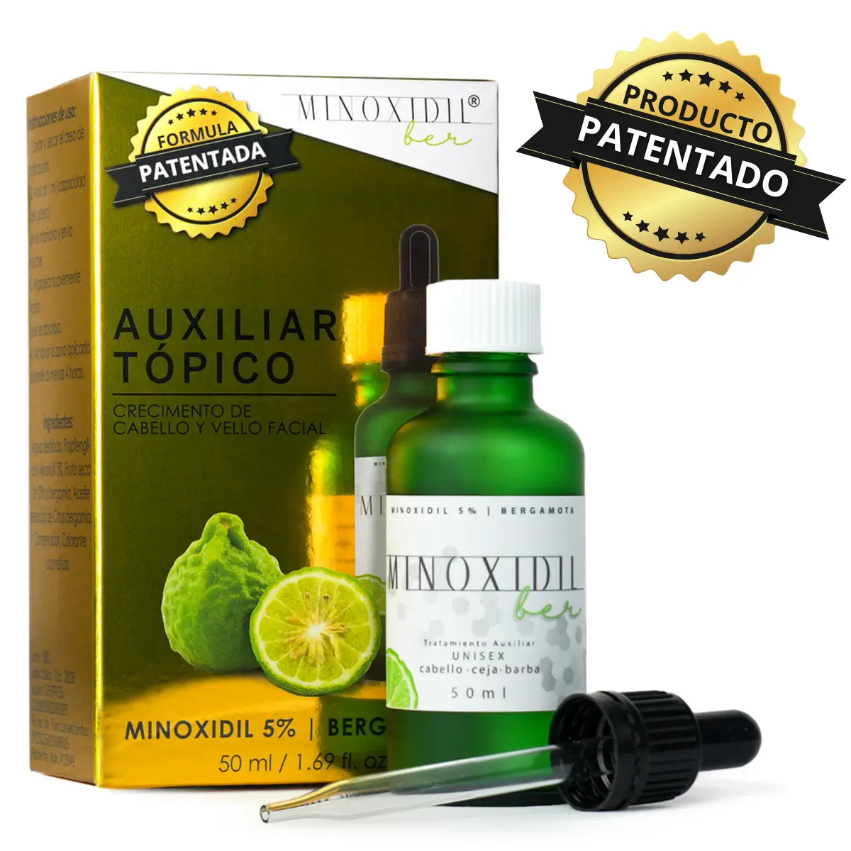 MINOXIDILBER Minoxidil 5% Bergamota 50ml Caja para viaje