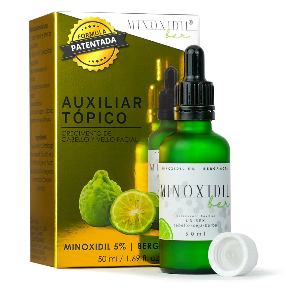 MINOXIDILBER Minoxidil 5% Bergamota 50ml Porta gotero para viaje
