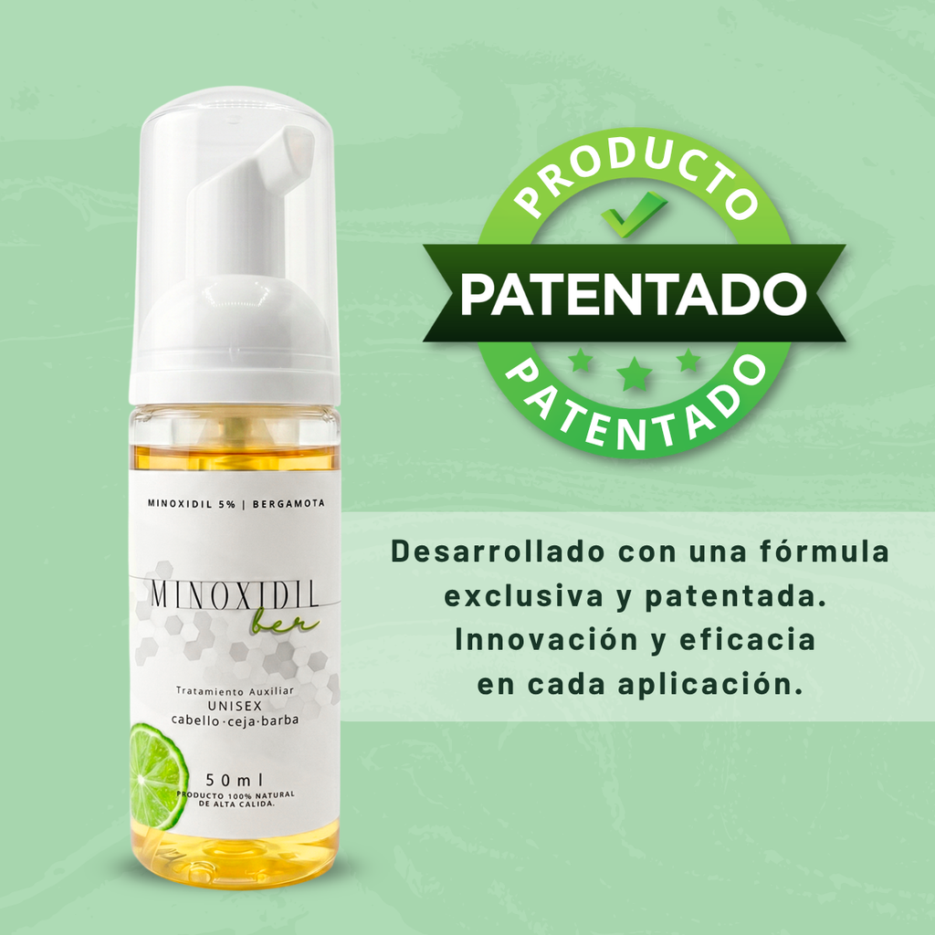 Espuma Auxiliar Unisex de Bergamota con minoxidil 5% – 50ml.