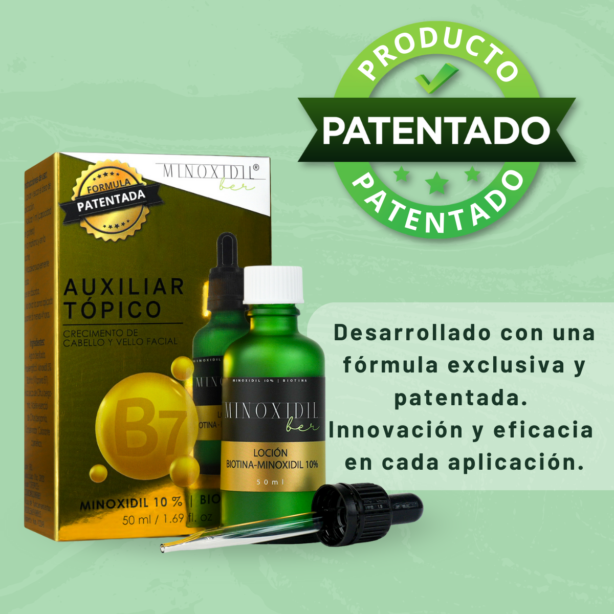 Loción Cabello Y Vello Facial Minoxidil 10% + Biotina 50ml Minoxidilber