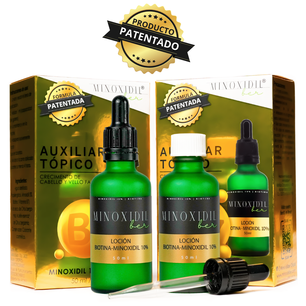 Minoxidil 10% Y Biotina 2 Lociones 100ml Total Cabello Barba MINOXIDILBER