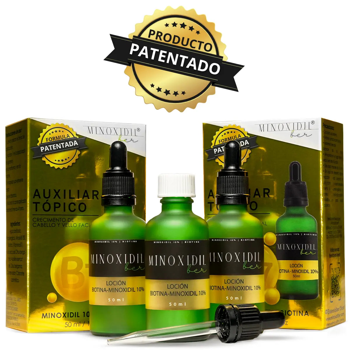 Minoxidil 10% Y Biotina Loción 50ml Cabello Barba Cejas MINOXIDILBER