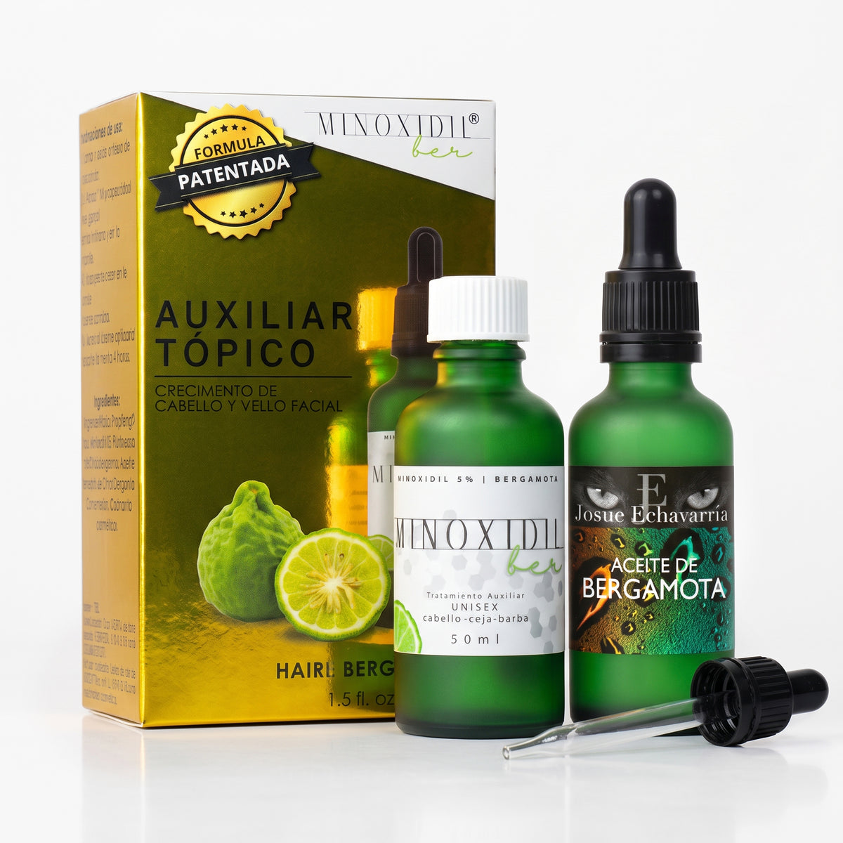 Auxiliar Unisex Minoxidil 5% Y Aceite De Bergamota 50ml C/u