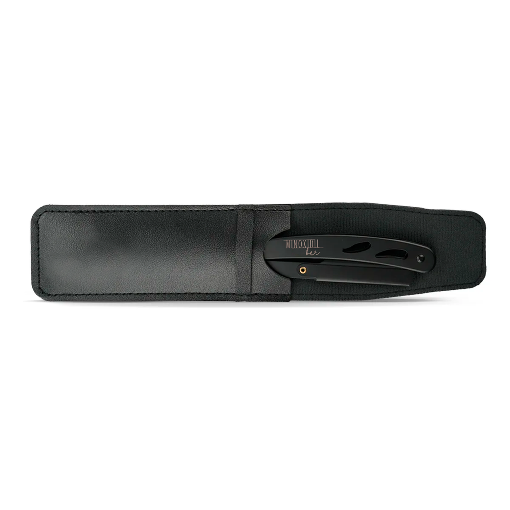 Porta Navaja Profesional Barbero Negro Con Funda + 3 Hojas.                     ¡ENVIO GRATIS! MINOXIDILBER