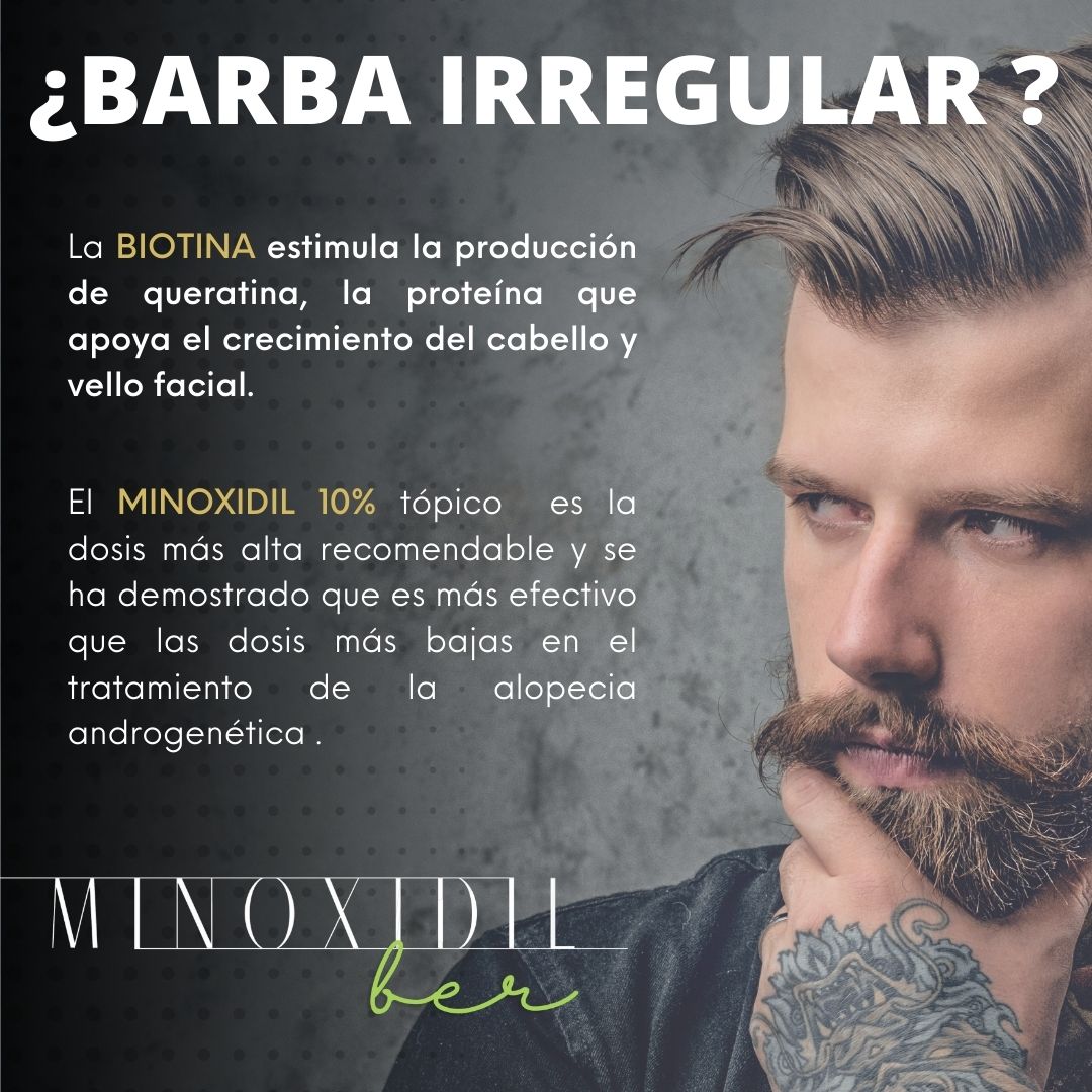 Minoxidil 10% Y Biotina 2 Lociones 100ml Total Cabello Barba MINOXIDILBER