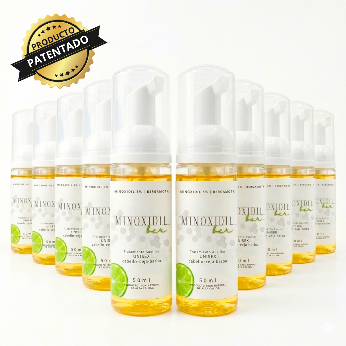Espuma Auxiliar Unisex de Bergamota con minoxidil 5% – 50ml.