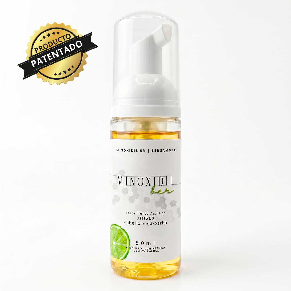 Espuma Auxiliar Unisex de Bergamota con minoxidil 5% – 50ml.