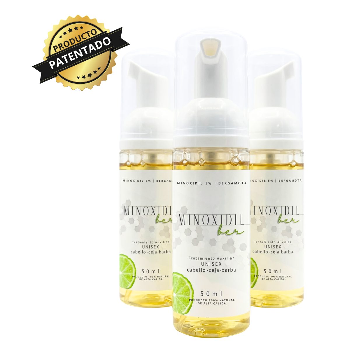 Espuma Auxiliar Unisex de Bergamota con minoxidil 5% – 50ml.