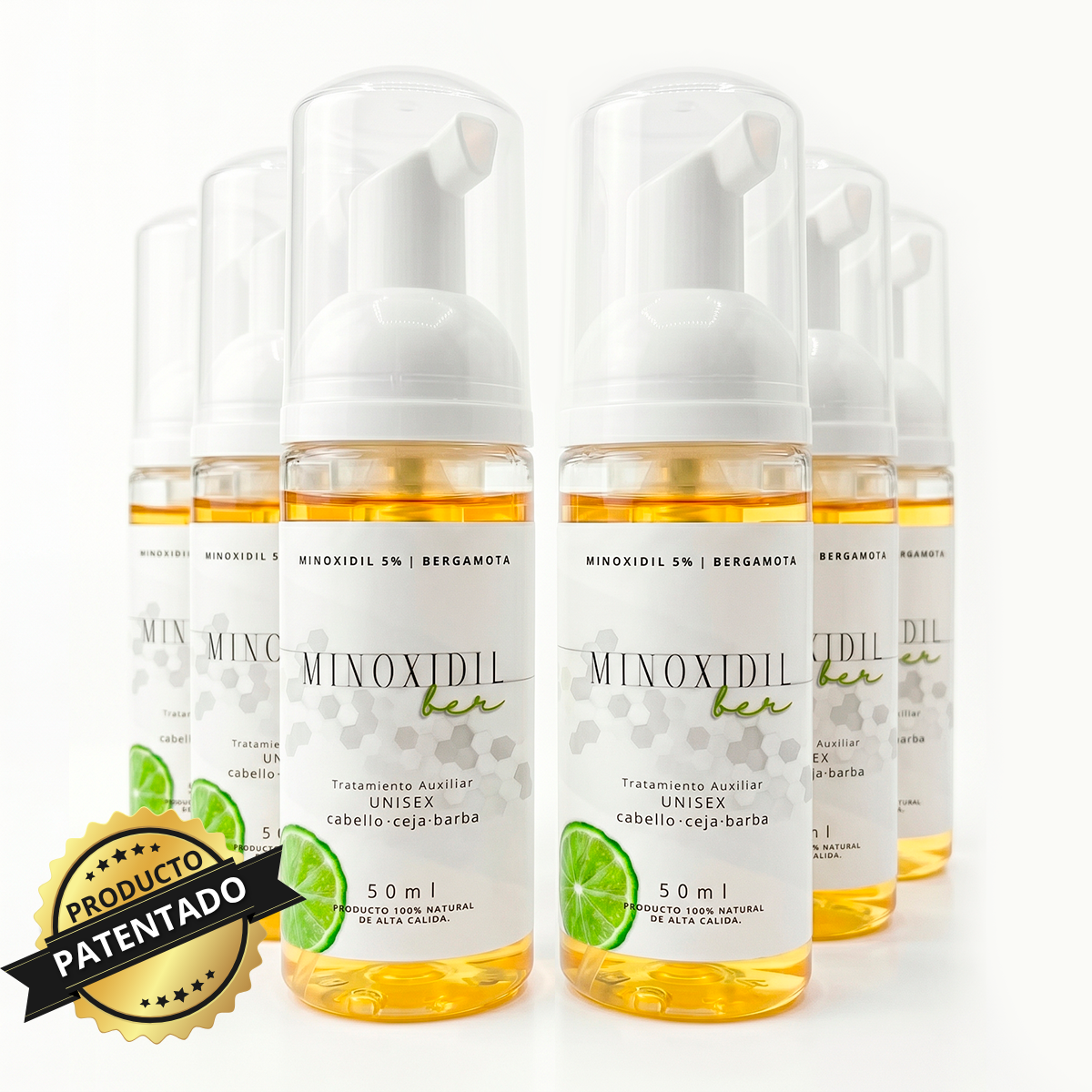 Espuma Auxiliar Unisex de Bergamota con minoxidil 5% – 50ml.