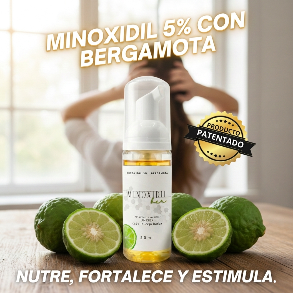 Espuma Auxiliar Unisex de Bergamota con minoxidil 5% – 50ml.